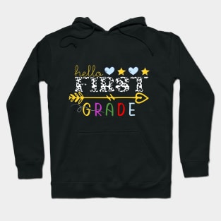 Hello first grade Leopard Print 1st Grade Teacher Boys Hoodie